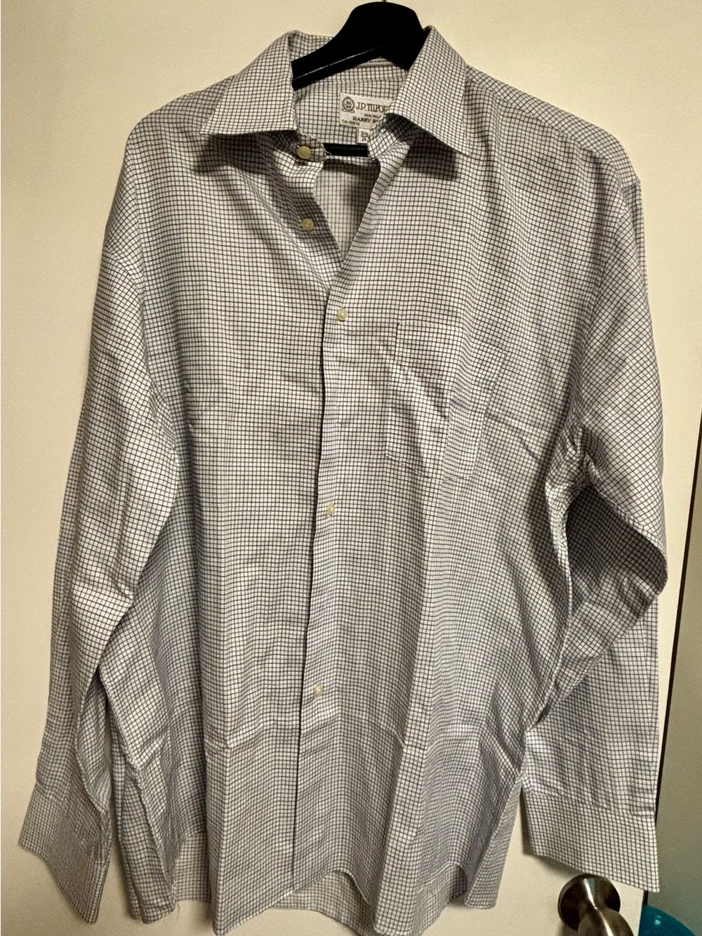 JP Tilford for Harry Rosen. Men’s Light Blue Checked Dress Shirt